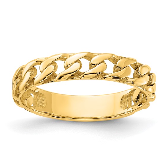 14k Polished 4mm Curb Link Ring Size 10