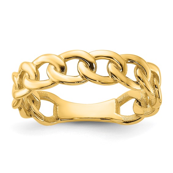 Gold Polished Curb Link Rings