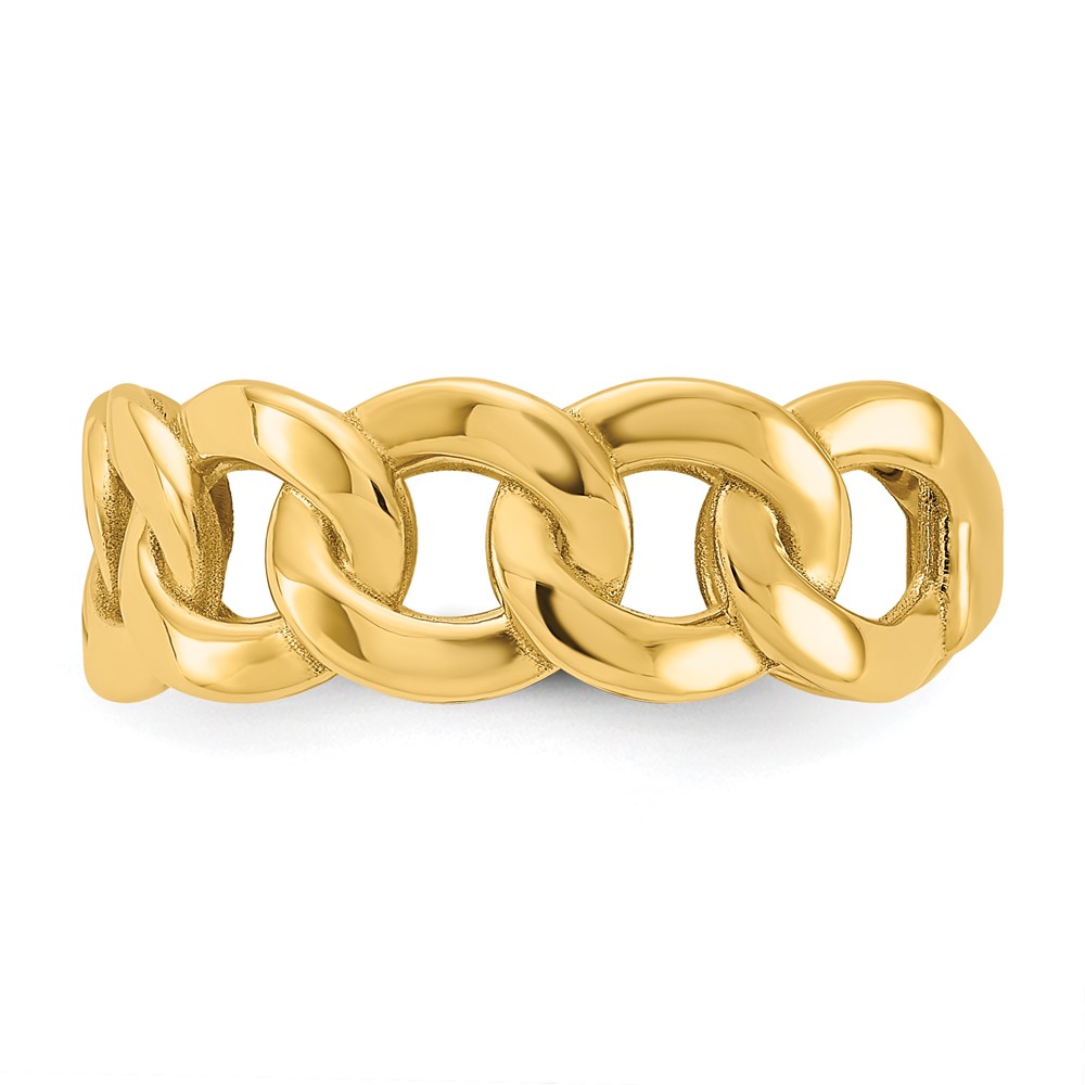 10ky Polished 8mm Men's Curb Link Ring Size 10 (1R972-10)
