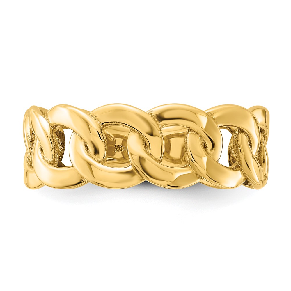 10ky Polished 8mm Men's Curb Link Ring Size 10 (1R972-10)