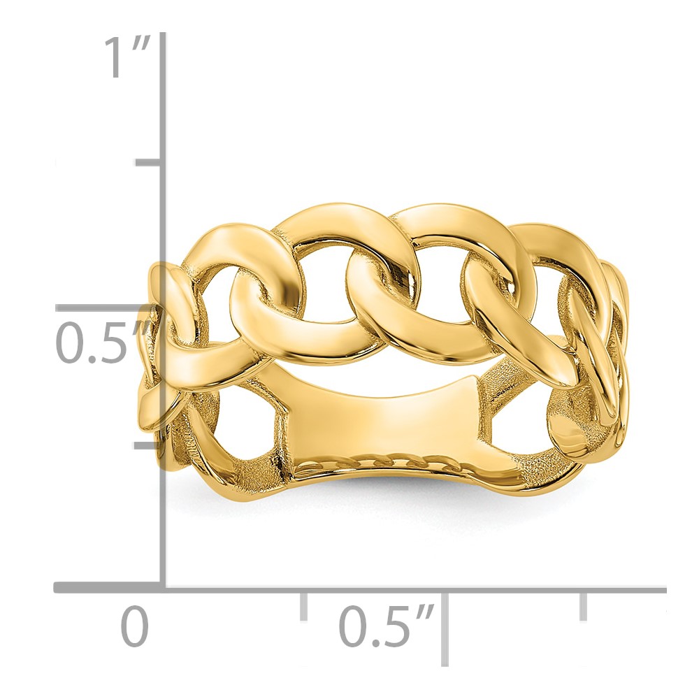 10ky Polished 8mm Men's Curb Link Ring Size 10 (1R972-10)