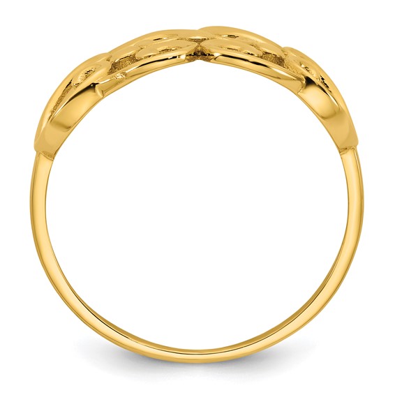 14k Polished Cut-out Fancy Hearts Design Size 7 Ring