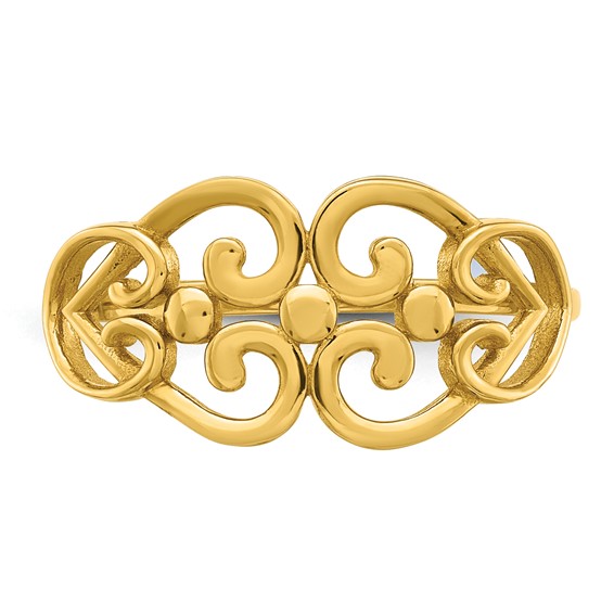 14k Polished Cut-out Fancy Hearts Design Size 7 Ring