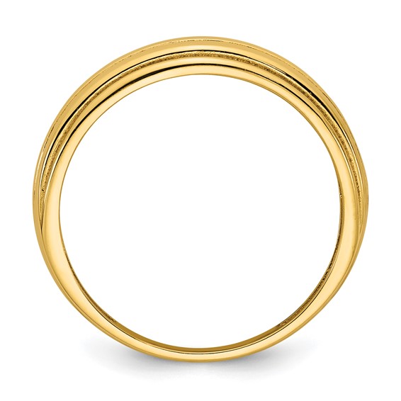 14k Polished Grooved Graduated Size 7 Ring