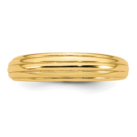 14k Polished Grooved Graduated Size 7 Ring