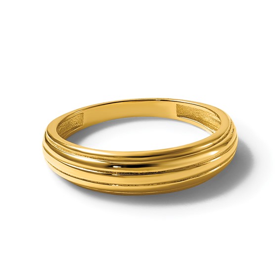 14k Polished Grooved Graduated Size 7 Ring