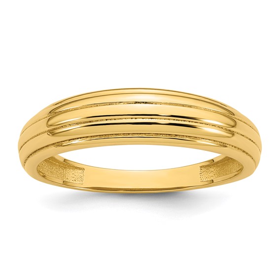 14k Polished Grooved Graduated Size 7 Ring