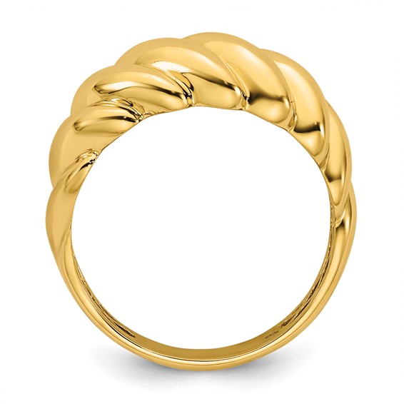 14K Polished Twisted Graduated Domed Size 7 Ring