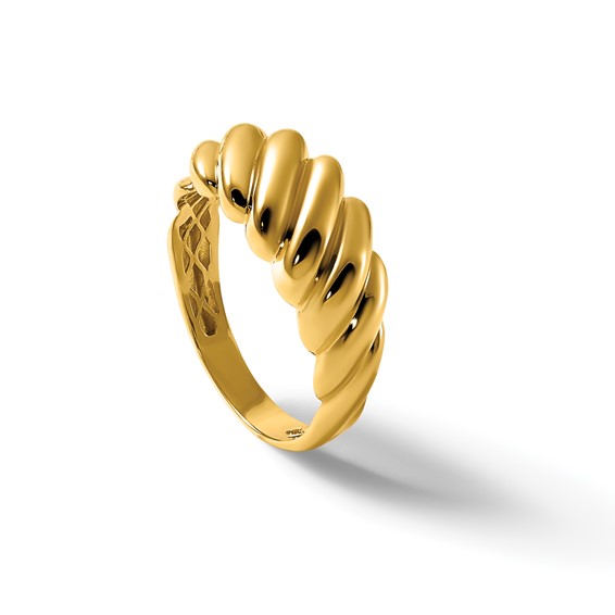 14K Polished Twisted Graduated Domed Size 7 Ring