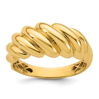 14K Polished Twisted Graduated Domed Size 7 Ring