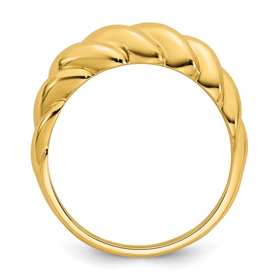14K Polished Twisted Domed Size 7 Ring