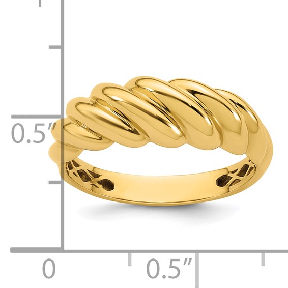14K Polished Twisted Domed Size 7 Ring