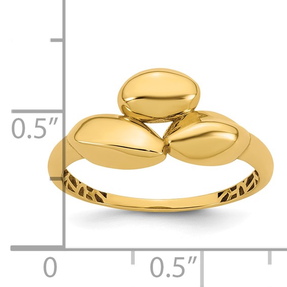 14k Polished Trio Domed Size 7 Ring