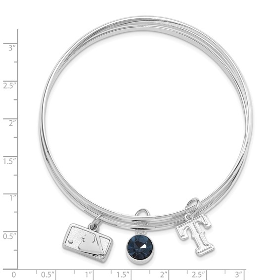 MLB Texas Rangers Blue Crystal & Logos Charm Slip On Bracelet Set