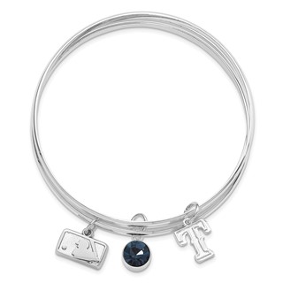MLB Texas Rangers Blue Crystal & Logos Charm Slip On Bracelet Set