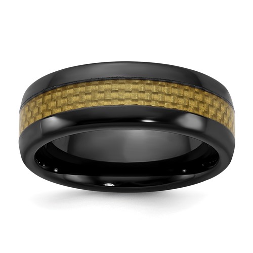 Black Ceramic Men's Carbon Fiber Inlay Band