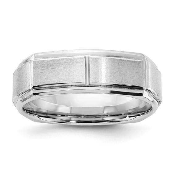 Cobalt Polished & Brushed 7mm Squared Men's Ring