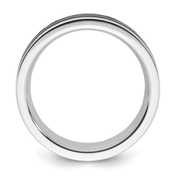 Cobalt & Black IP Plated Polished & Brushed Grooved 8mm Men's Band