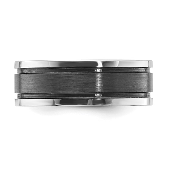 Cobalt & Black IP Plated Polished & Brushed Grooved 8mm Men's Band