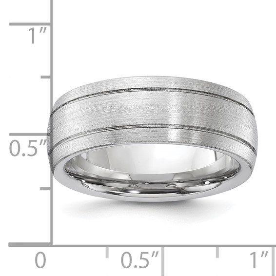 Cobalt Polished & Brushed Double Grooved 8mm Men's Band