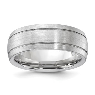 Cobalt Polished & Brushed Double Grooved 8mm Men's Band