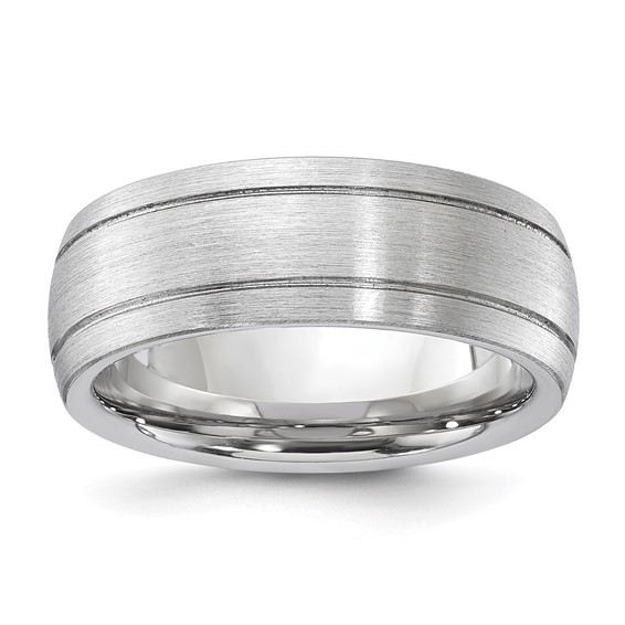 Cobalt Polished & Brushed Double Grooved 8mm Men's Band