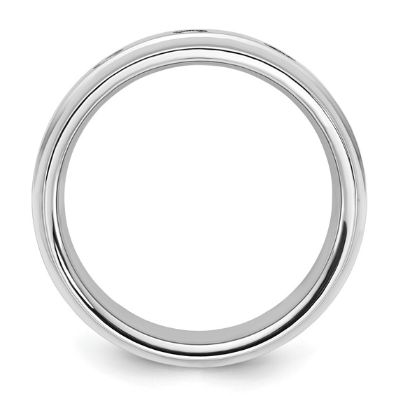 Cobalt Polished Beveled Edge Triple CZ 8mm Men's Band