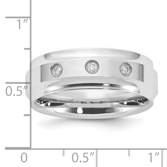 Cobalt Polished Beveled Edge Triple Diamond 8mm Men's Band