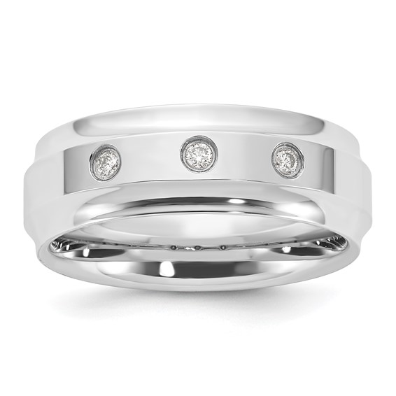 Cobalt Polished Beveled Edge Triple CZ 8mm Men's Band