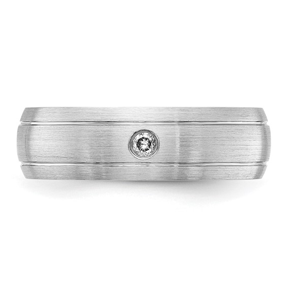 Cobalt Polished, Brushed & Grooved CZ 8mm Men's Band