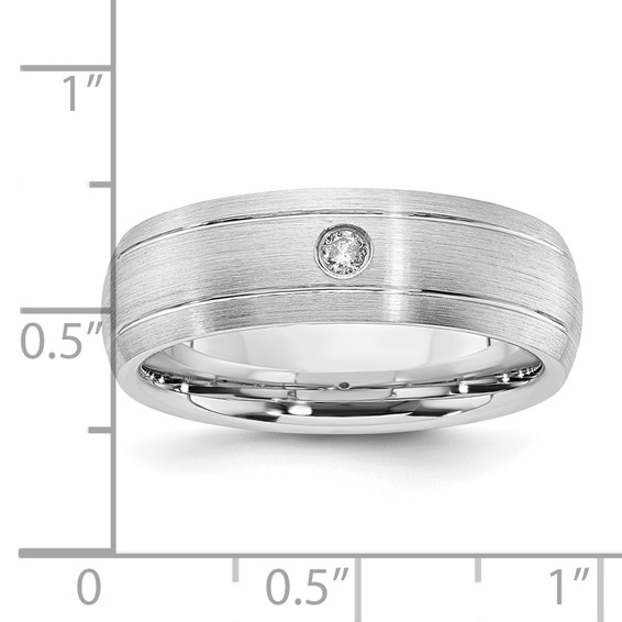 Cobalt Polished, Brushed & Grooved Diamond 8mm Men's Band