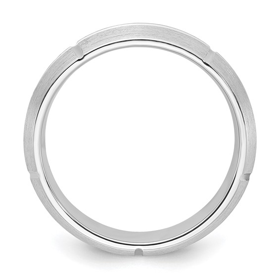 Cobalt Polished & Brushed Grooved 7mm Men's Ring