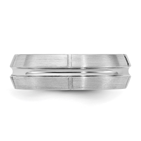 Cobalt Polished & Brushed Grooved 7mm Men's Ring