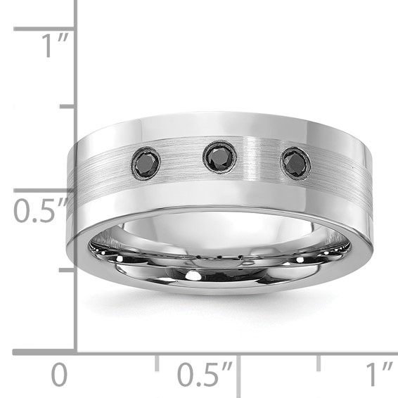 Cobalt Polished & Brushed Stripe Black Diamond 8mm Men's Band