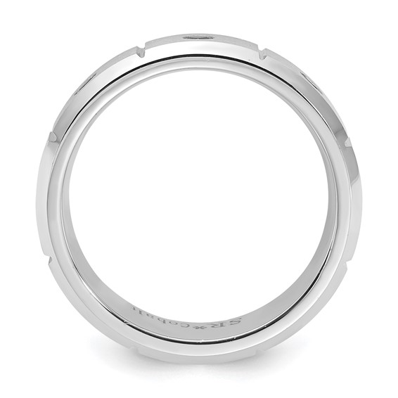 Cobalt Polished, Brushed & Grooved Black Diamond 7mm Men's Band