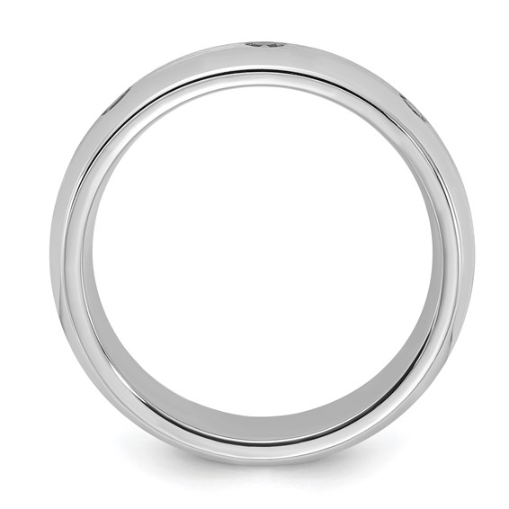 Cobalt Polished & Brushed Stripe Black Diamond 7mm Men's Band