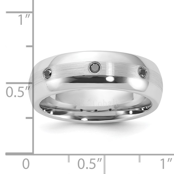 Cobalt Polished & Brushed Stripe Black Diamond 7mm Men's Band