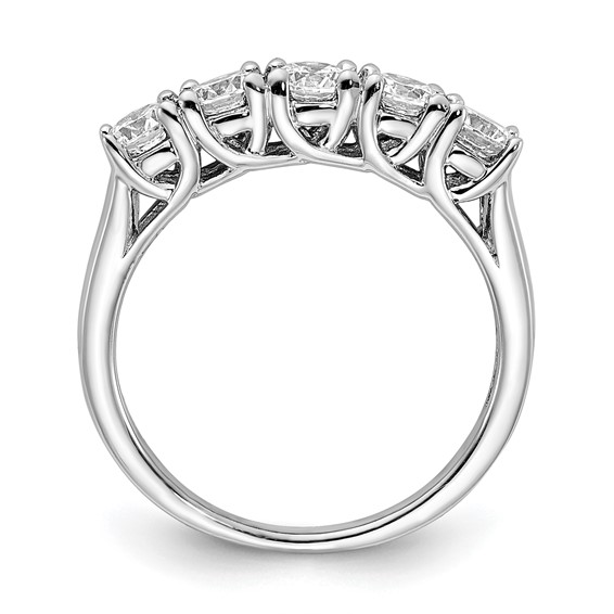 Sterling Silver Rhodium-plated 5 Diamonore CZ Ring