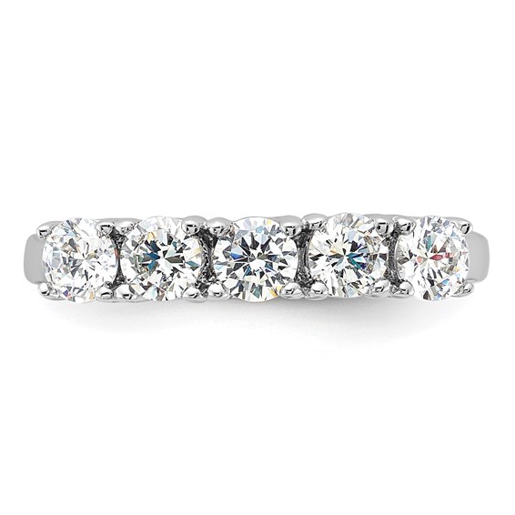 Sterling Silver Rhodium-plated 5 Diamonore CZ Ring