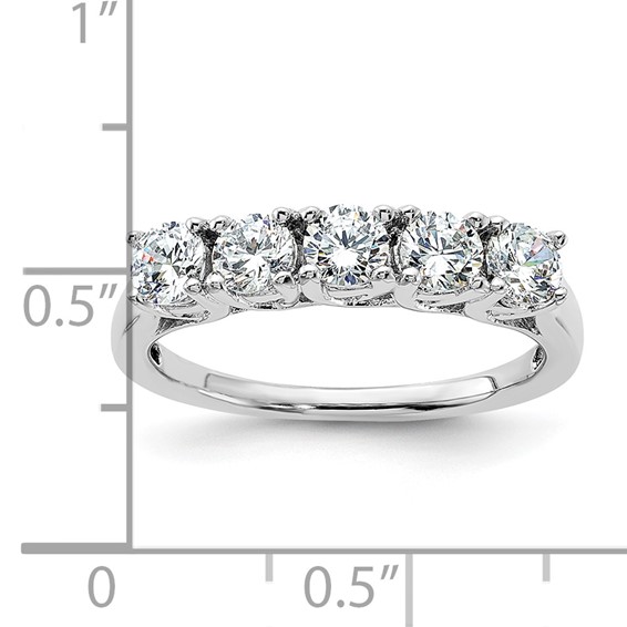 Sterling Silver Rhodium-plated 5 Diamonore CZ Ring