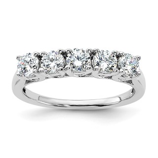Sterling Silver Rhodium-plated 5 Diamonore CZ Ring