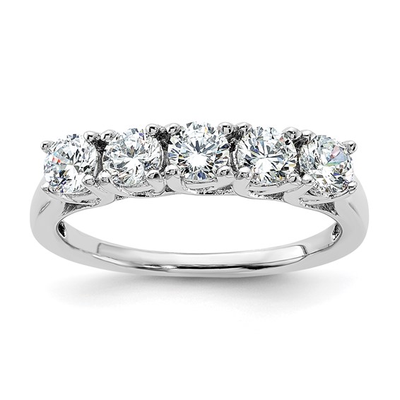 Sterling Silver Rhodium-plated 5 Diamonore CZ Ring