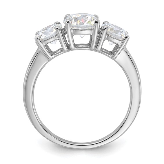 Sterling Silver Polished Three Diamagem CZ Ring