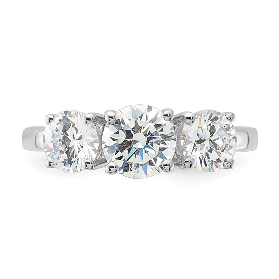 Sterling Silver Polished Three Diamagem CZ Ring