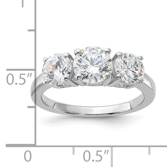 Sterling Silver Polished Three Diamagem CZ Ring