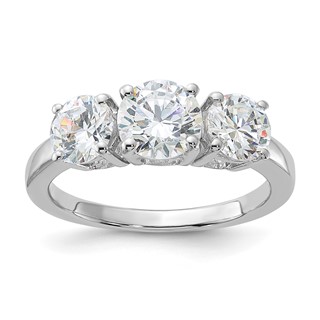Sterling Silver Polished Three Diamagem CZ Ring