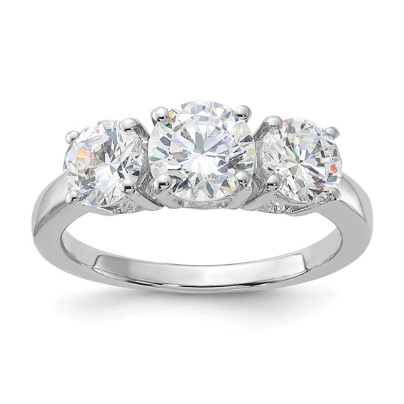 Sterling Silver Polished Three Diamagem CZ Ring