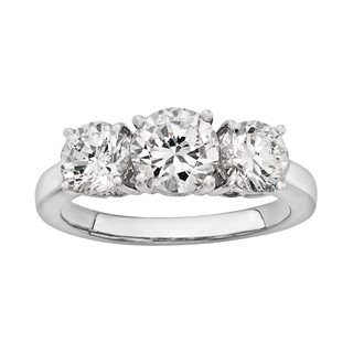 Sterling Silver Rhodium-plated Diamonore 3 Stone Ring