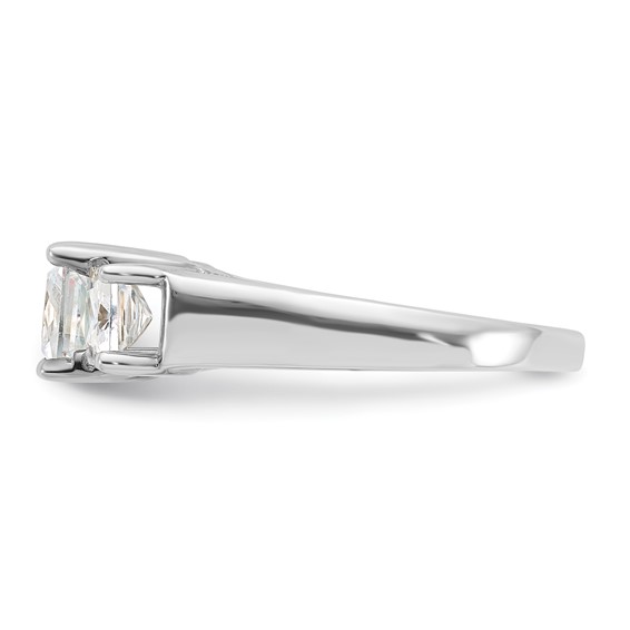 Sterling Silver Rhodium-plated Diamonore CZ 3 Stone Princess-cut Ring