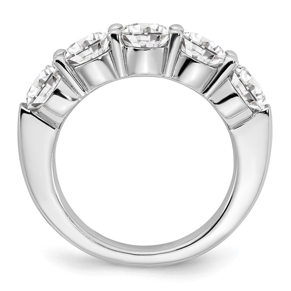 Sterling Silver Rhodium-plated Diamonore CZ 5 Stone Ring